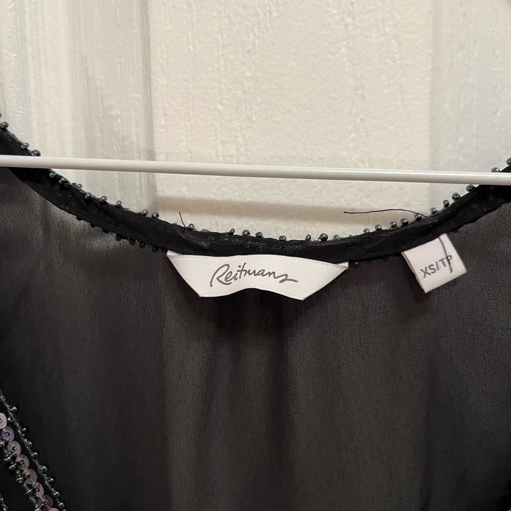Reitmans Sheer Black Beaded Tank Top - Picture 3 of 5